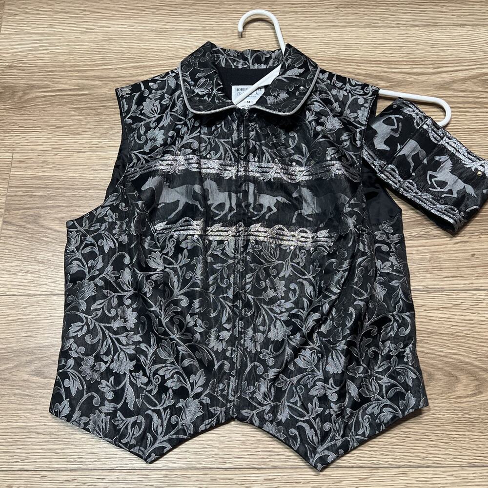 Hobby Horse Black Silver Show Vest With Crystals Size M